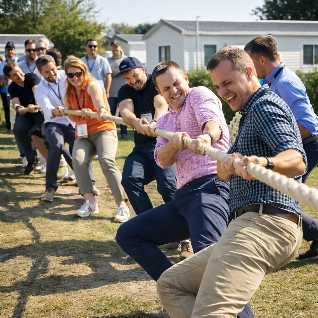 Tir à la corde pendant un team building en normandie